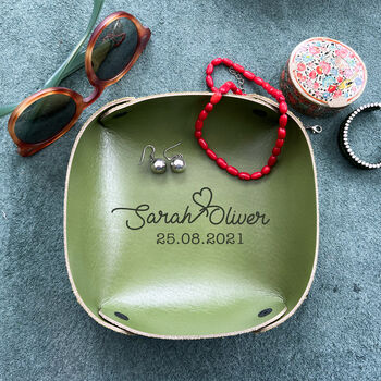 Personalised Leather Tray, Keyring, Anniversary Gift, 3 of 10
