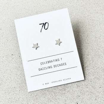 70th Birthday Gift Silver Star Earrings, 4 of 4
