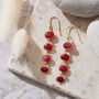 Ruby Pebble Gold Plated Silver Drop Earrings, thumbnail 2 of 8