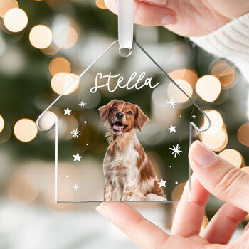 Personalised Dog Photo Acrylic Ornament With Name, 7 of 8