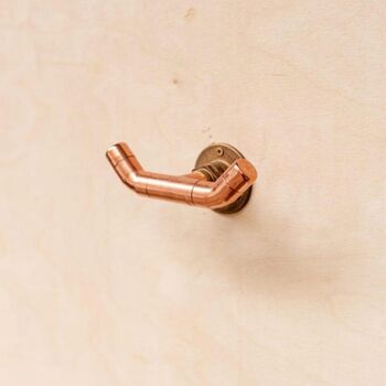 Handmade Copper Pipe Wall Hook With Brass Base, 4 of 4