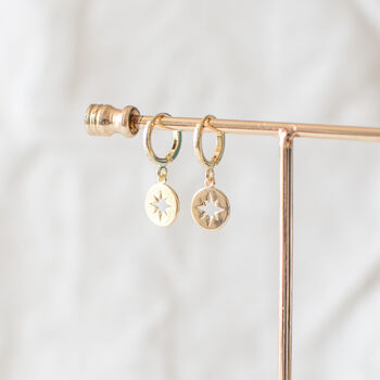 North Star Huggie Hoop Earrings, 6 of 11
