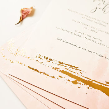 Watercolour Foil Wedding Invitations, 2 of 2