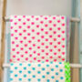 Handmade Block Print Dohar Blanket | Blue Hearts, thumbnail 4 of 4