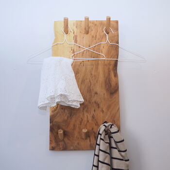 Natural Wood Wall Clothes Rack, 2 of 4