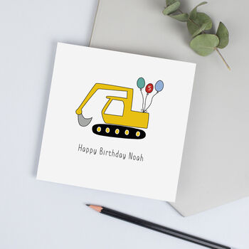 Digger Birthday Card With Name And Age, 2 of 3