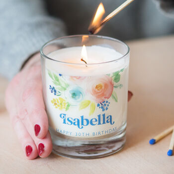 Floral 30th Birthday Personalised Candle, 2 of 4