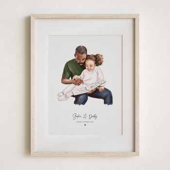Personalised First Father's Day Print, New Dad Watercolour Portrait Gift, 6 of 10