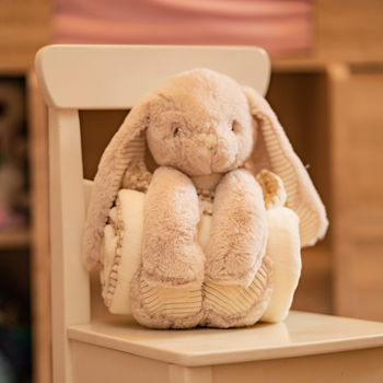 Super Soft Bunny With Embroidered Blanket, 4 of 9