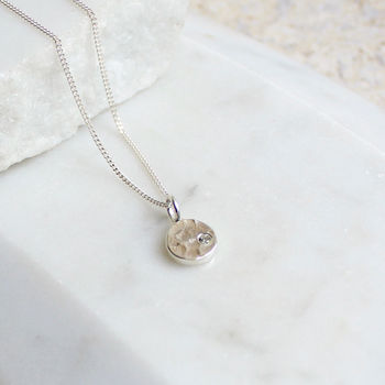 Hammered Silver Pendant Necklace With Inset Birthstone By Lime Tree ...