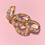 Opal Huggies / Gold Plated Mini Hoop Opal Earrings, thumbnail 1 of 4