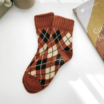 Extra Thick Argyle Check Wool Socks For Men, 8 of 11