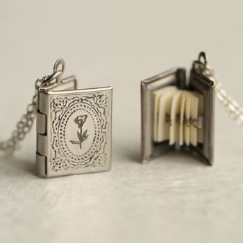 Silver Victorian Book Locket Personalised Gift, 3 of 12