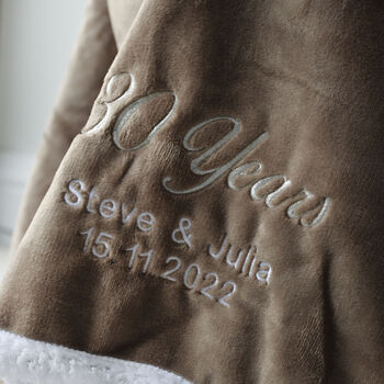 Personalised Pearl Wedding Anniversary Mocha Blanket, 3 of 5