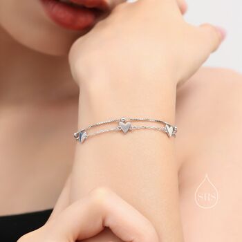 Double Layer Heart Bracelet In Sterling Silver, 3 of 10