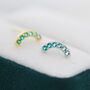 Ombre Emerald Green Cz Curved Bar Stud Earrings, thumbnail 4 of 11