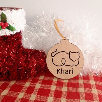 Personalised Cat Laser Cut Christmas Tree Decoration, 5 of 6