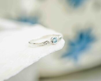 Dainty Round Blue Topaz Ring, 3 of 8