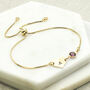 Gold Plated Initial And February Birthstone Bracelet, thumbnail 5 of 5