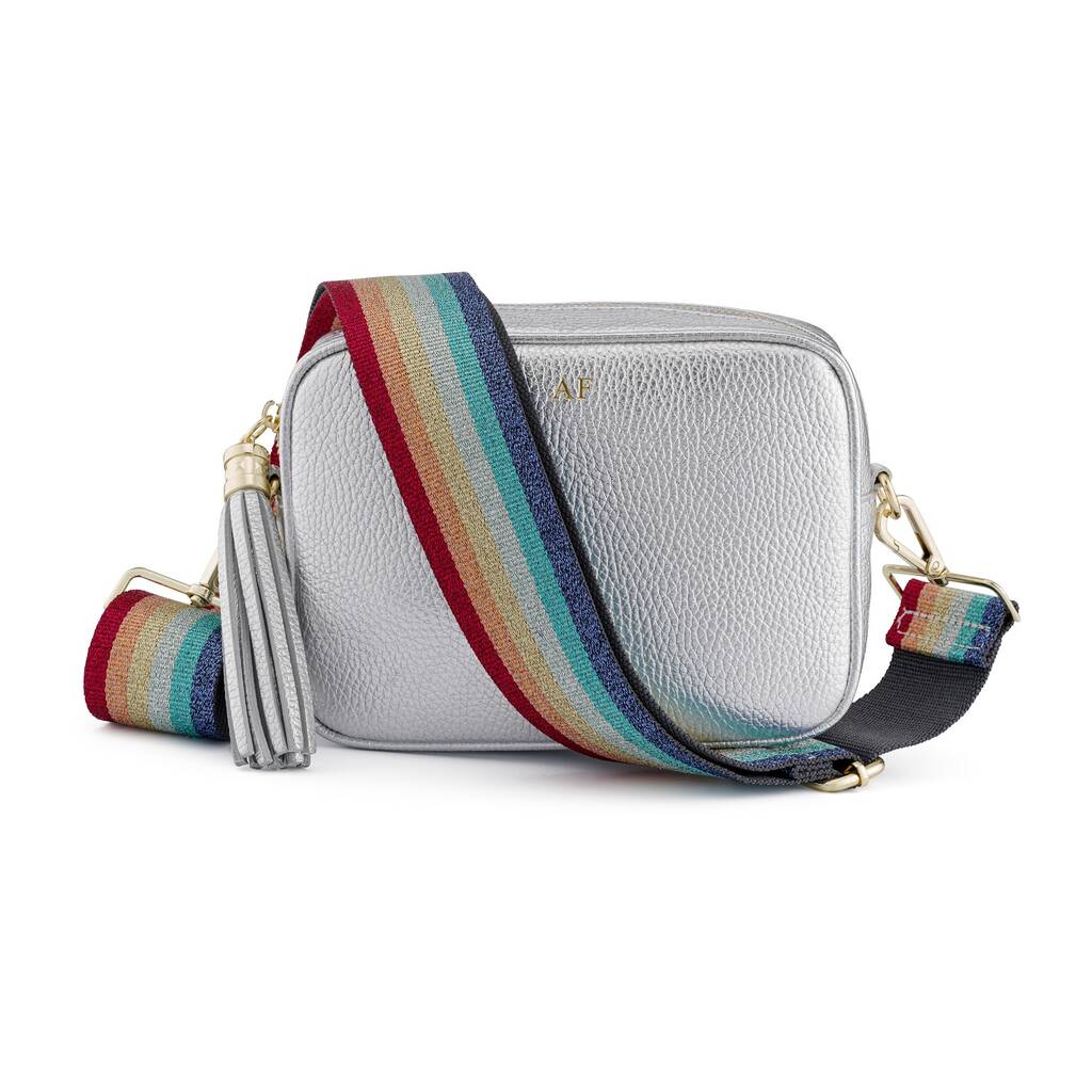Silver Sophia Bag With Rainbow Strap By Mila & Eve