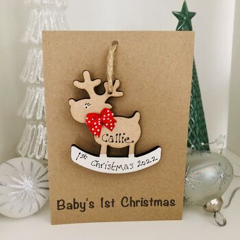 Personalised First Christmas Card Baby Boy Decoration, 4 of 9
