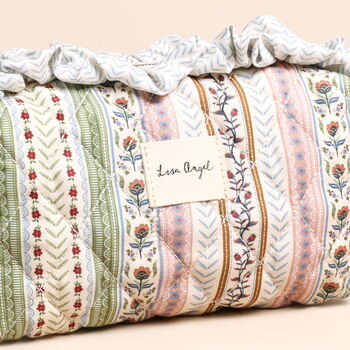 Small Sage And Pink Vintage Floral Quilted Wash Bag, 3 of 5