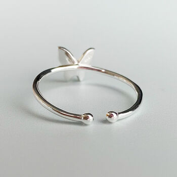 Sterling Silver Simple Butterfly Adjustable Ring, 3 of 5