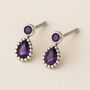 Teardrop Sterling Silver Amethyst Stud Earrings, thumbnail 1 of 9