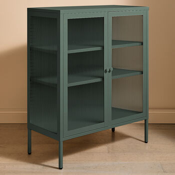 Medium Miles Glass Cabinet In Olive, 4 of 5