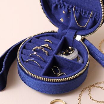 Personalised Starry Night Velvet Round Jewellery Case, 9 of 9