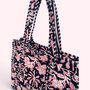 Navy And Pink Flower Quilted Cotton Tote Bag With Zip, thumbnail 5 of 6