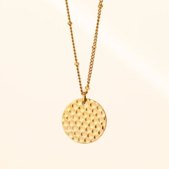 Hammered Rose Gold Disc Necklace, 2 of 9