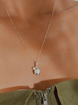 White Enamel Lily And Pearl Sterling Silver Necklace, 4 of 5