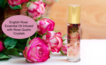 Spa Gift Set For Women / Rose Candle With Rose Quartz Crystals And Flowers, Shower Steamers, English Rose Essential Oil, 4 of 9