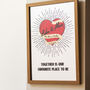 Couples Sunburst Heart Personalised Mirror Print, thumbnail 3 of 6