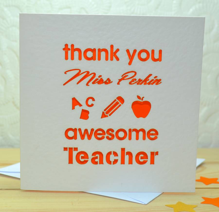 Personalised Laser Cut Thank You Teacher Card By Sweet P