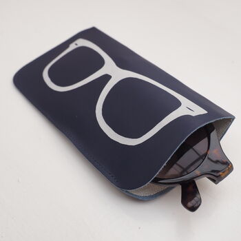 Navy Blue And Silver Leather Sunglasses Case, 2 of 10