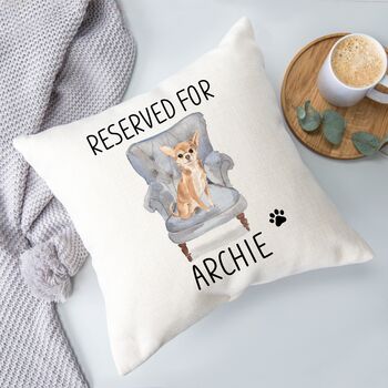 Personalised Watercolour Reserved For Dog Cushion, 2 of 7