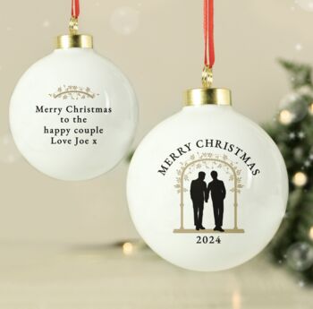 Personalised Ceramic Couple Silhouette Bauble, 6 of 7