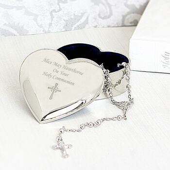 Personalised Rosary Beads And Cross Heart Trinket Box, 4 of 5