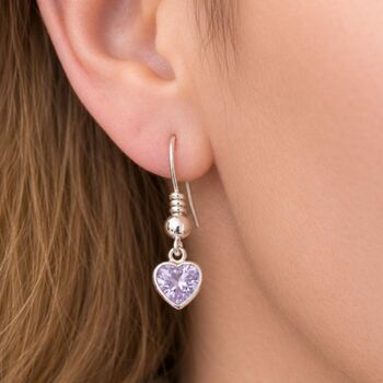 June Heart Birthstone Sterling Silver Alexandrite Earrings, 2 of 5