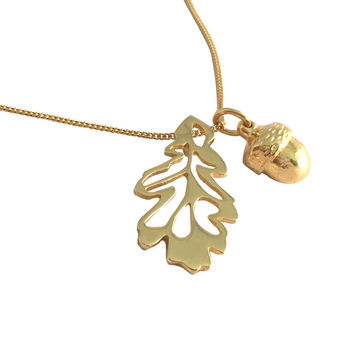 Oak And Acorn Pendant In 18ct Yellow Gold Vermeil, 2 of 5