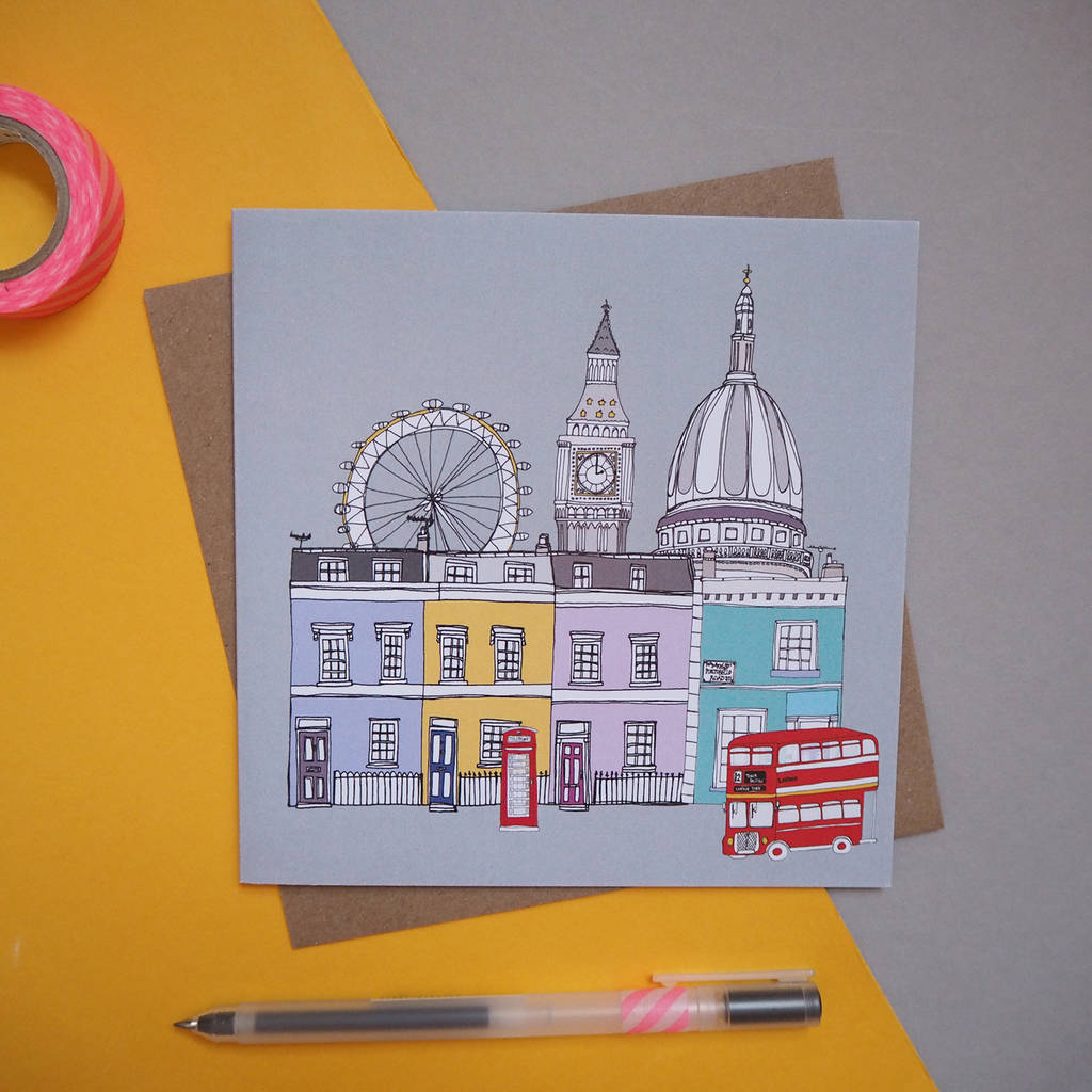 london cityscape illustrated greetings card by helena carrington