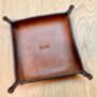 Personalised Leather Desk Valet Tray, Spanish Brown, thumbnail 6 of 12