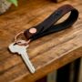 Personalised Brown Distressed Handmade Leather Keyring, thumbnail 1 of 11