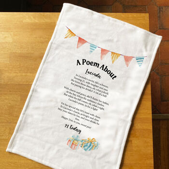 Personalised Poem Tea Towel 21st Birthday Gift, 3 of 9