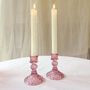 Pink Pressed Glass Candlestick, thumbnail 4 of 8
