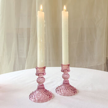 Pink Pressed Glass Candlestick, 5 of 5