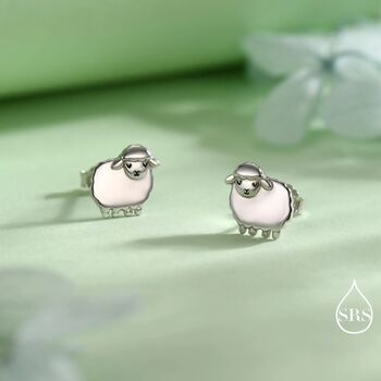 Fluffy Sheep Stud Earrings In Sterling Silver, 9 of 12