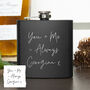 Personalised Handwriting Black Hip Flask, thumbnail 4 of 7